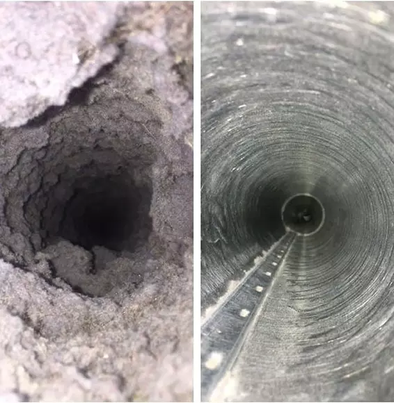 Before and After Dryer Vent Cleaning